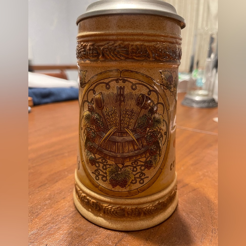 Traditional Gerz Beer Stein with Pewter Lid